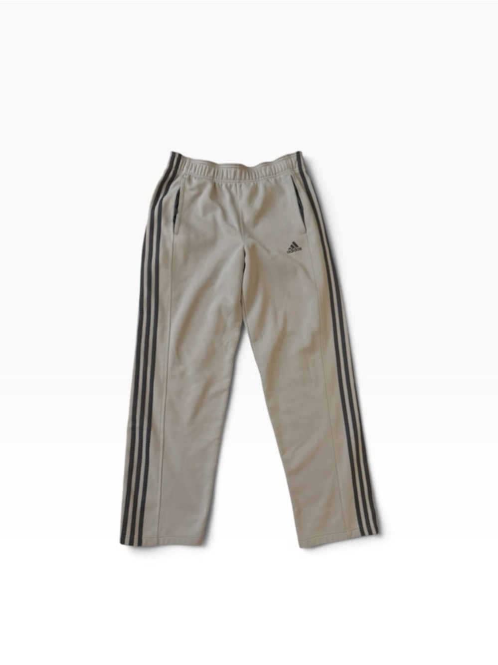 adidas Beige Sweatpants with Black Three-Stripes